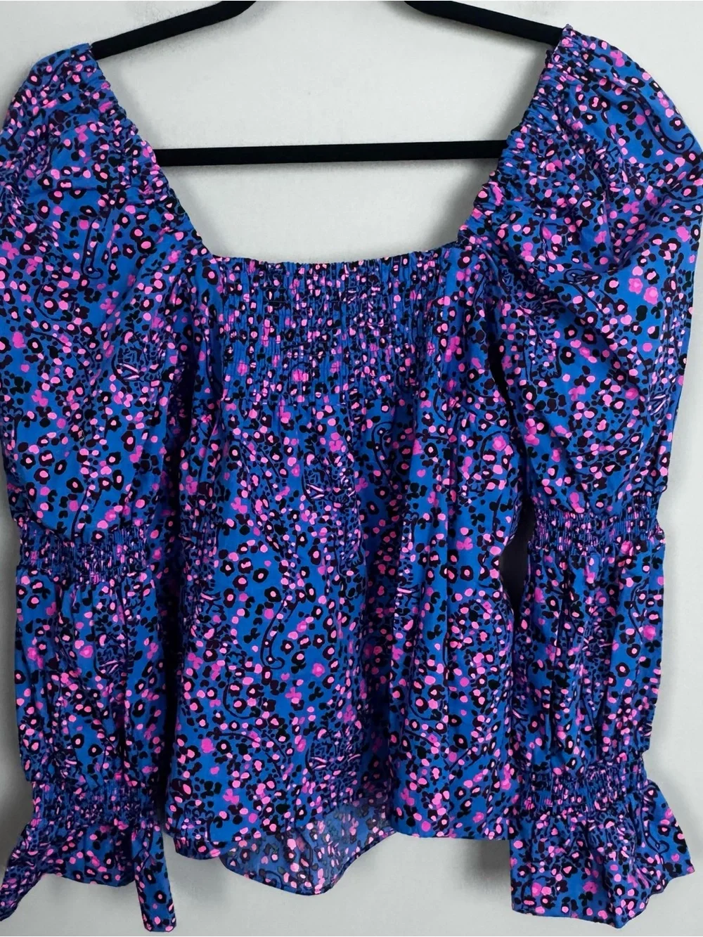 LILLY PULITZER | Preslee Blue Animal Print Square-Neck Peasant Top Women’s 4